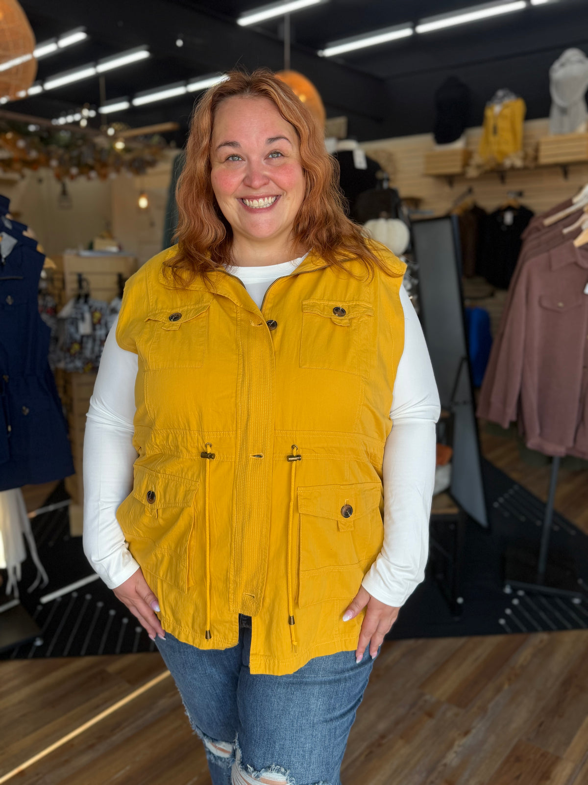 Sweet Stitches Cargo Vest Mustard