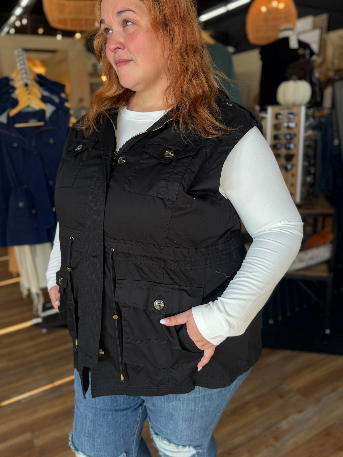 Sweet Stitches Cargo Vest Black