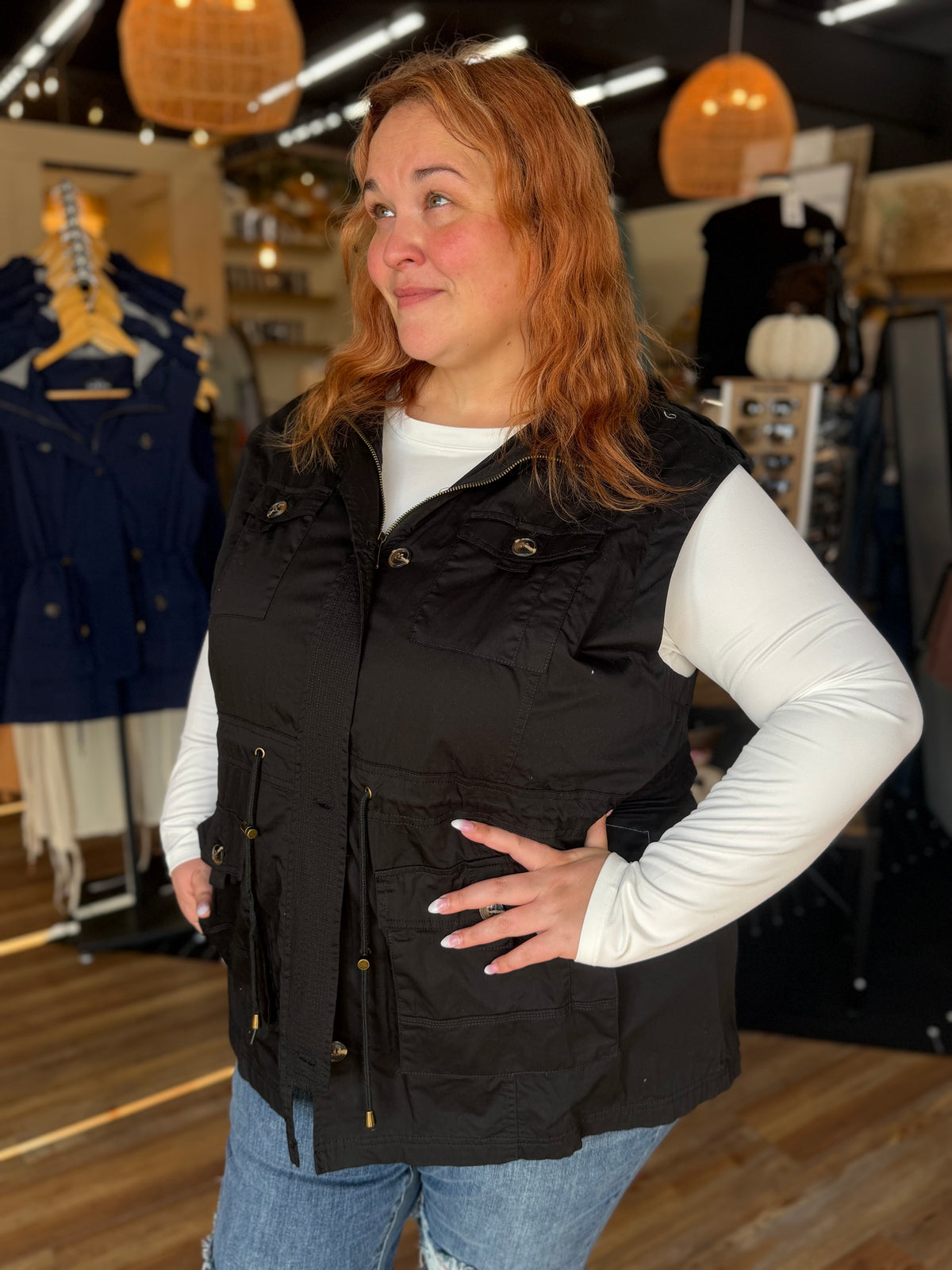 Sweet Stitches Cargo Vest Black