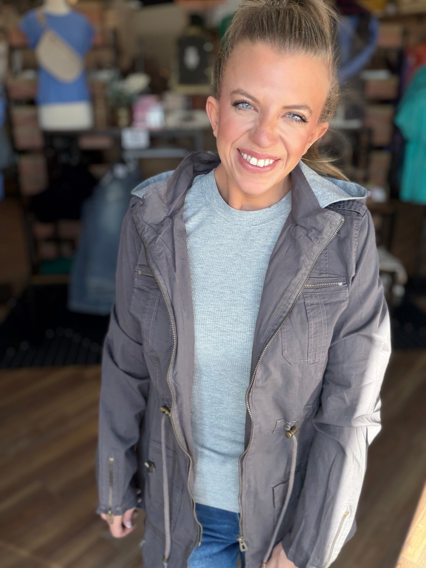 Sweet Stitches Cargo Jacket Sterling Gray