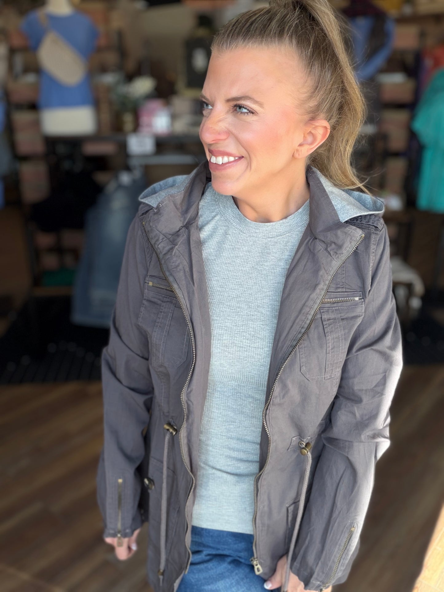 Sweet Stitches Cargo Jacket Sterling Gray
