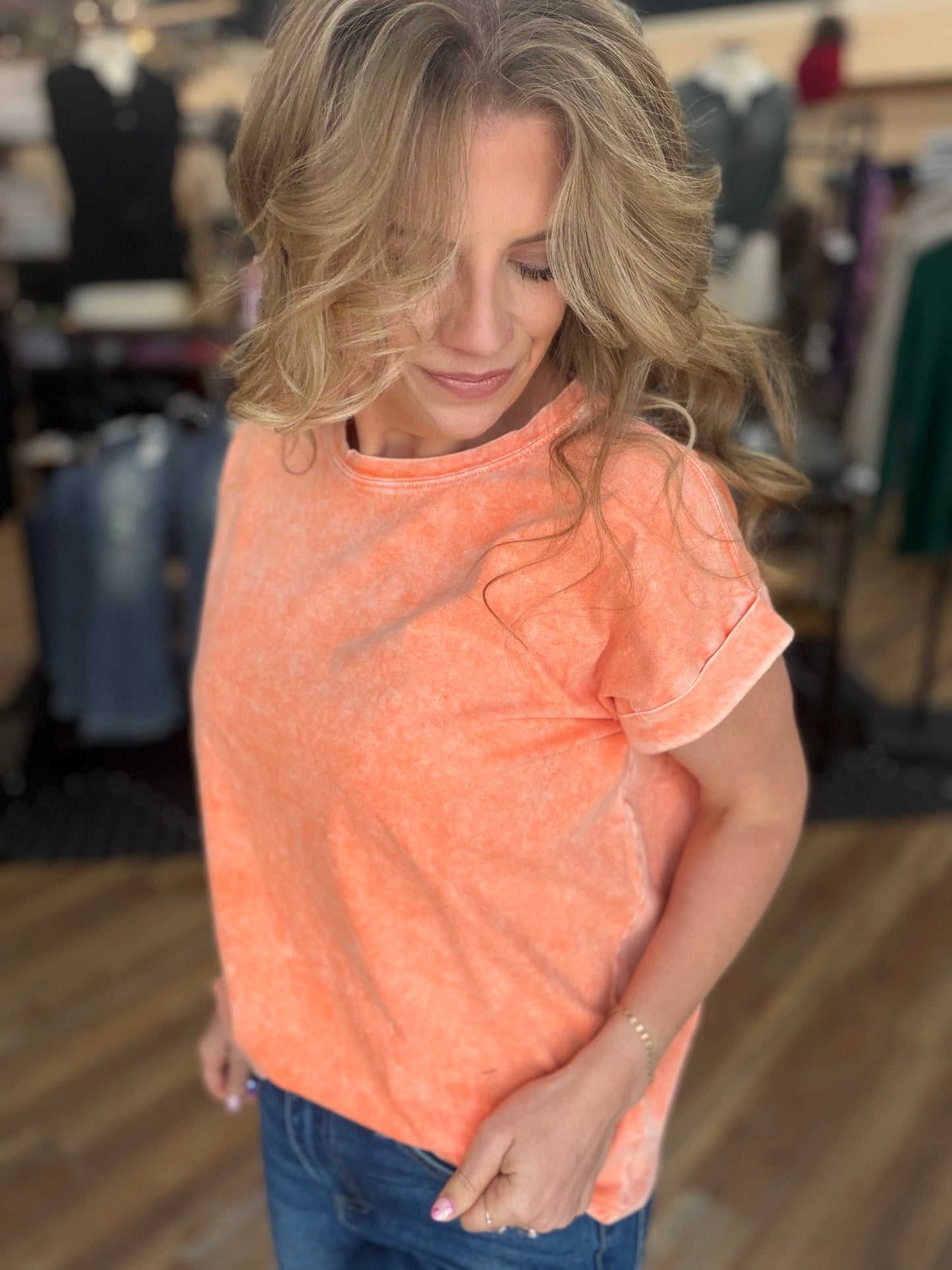 Exquisite Acid Wash Cuffed Tee