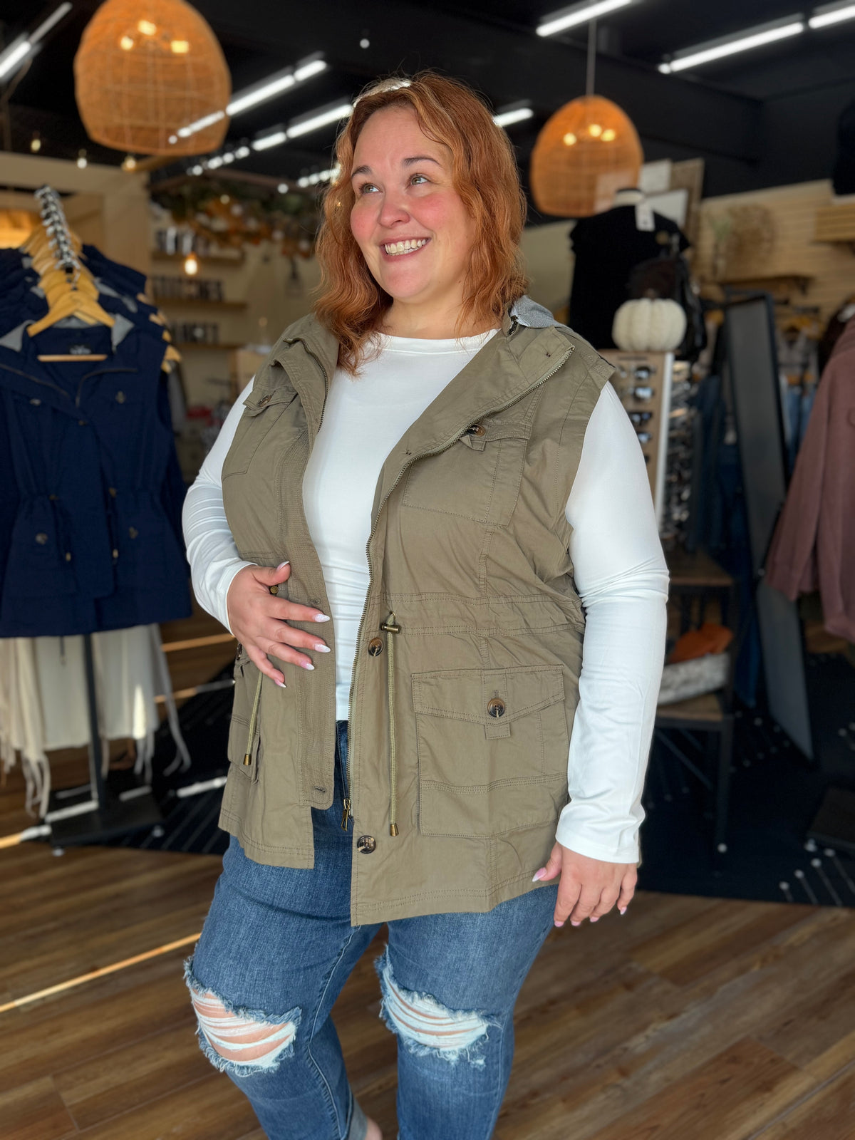 Sweet Stitches Cargo Vest Olive