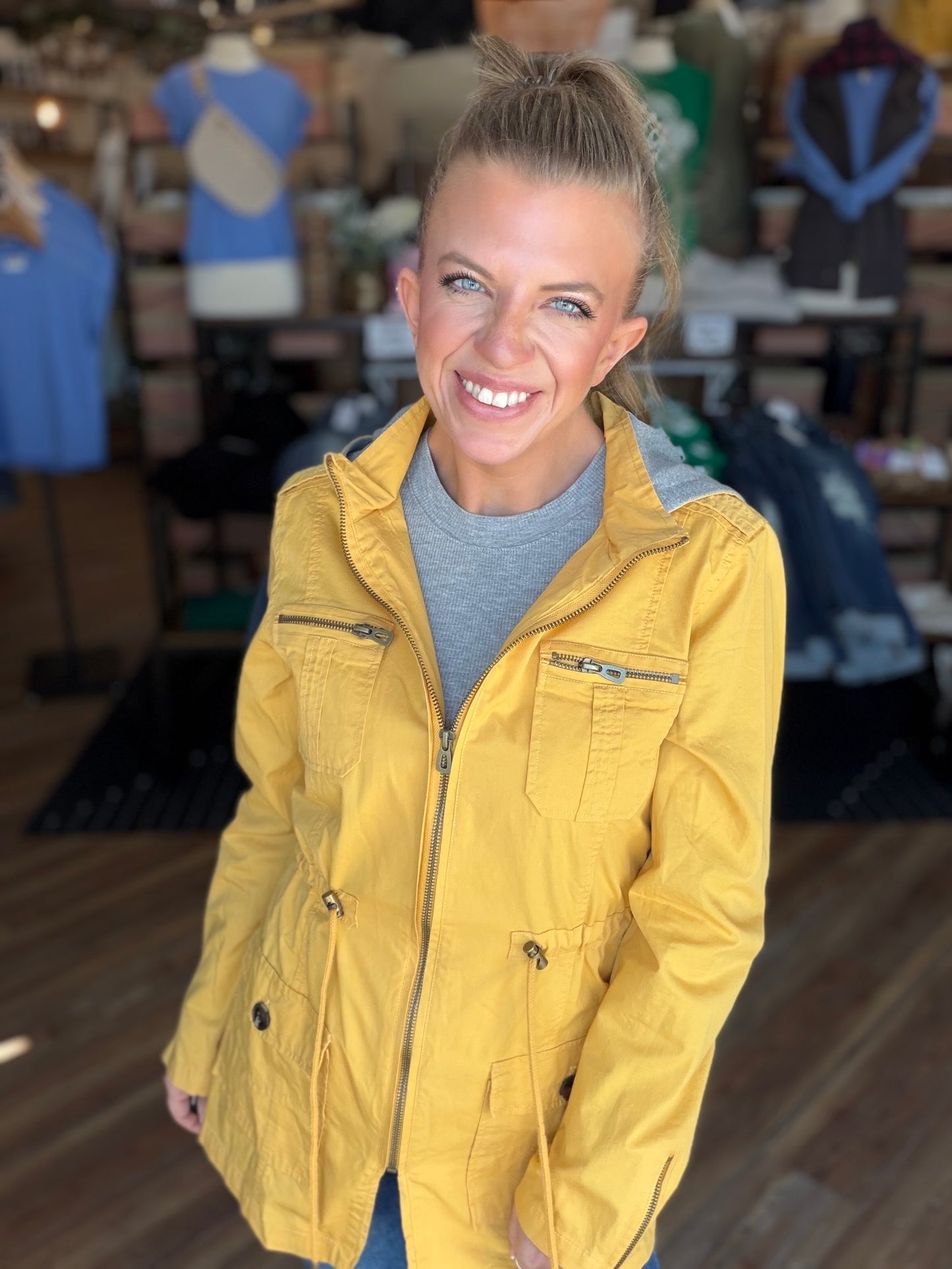 Sweet Stitches Cargo Jacket Mustard
