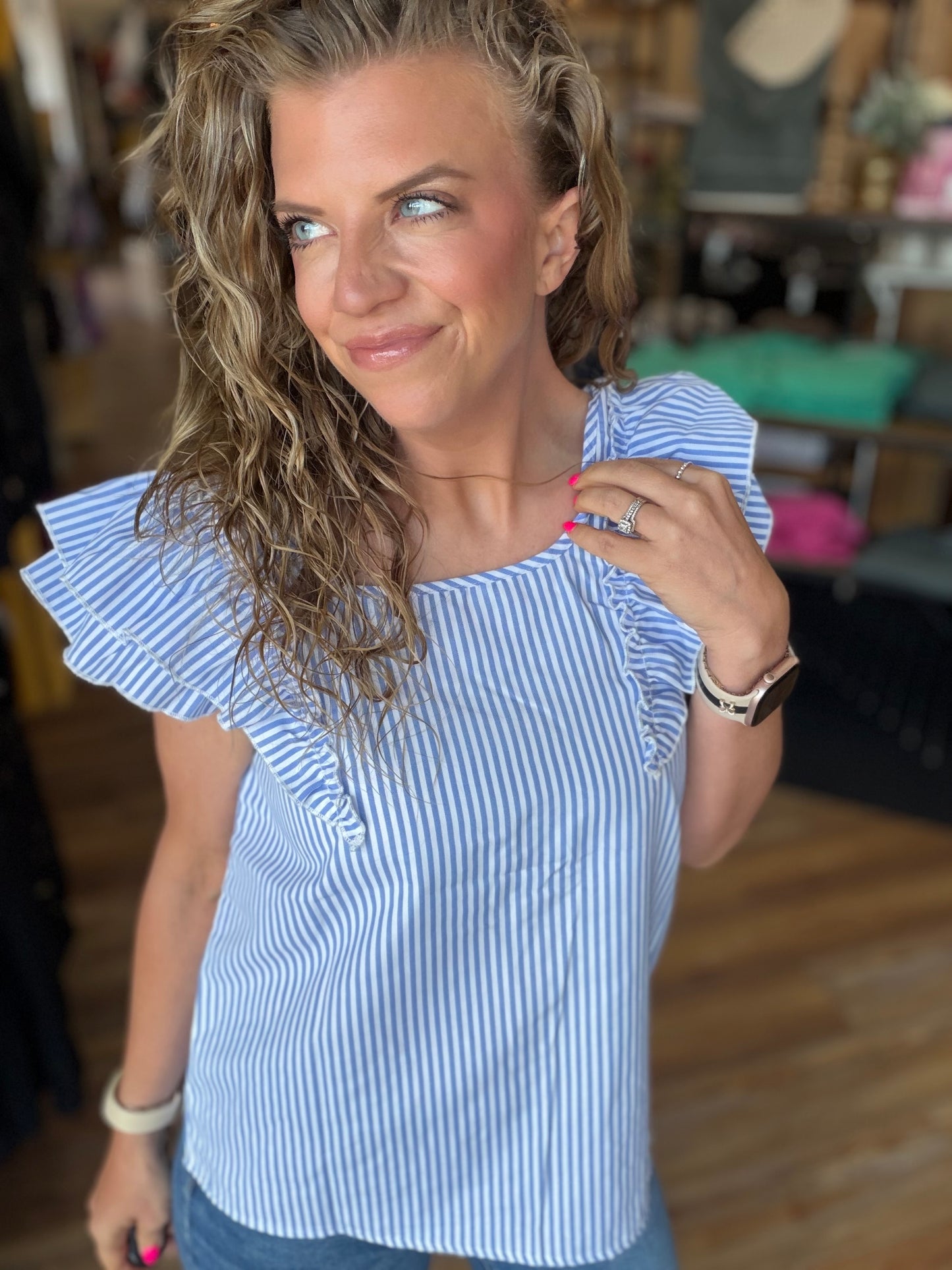 Frilly Bow Back Ruffled Blouse