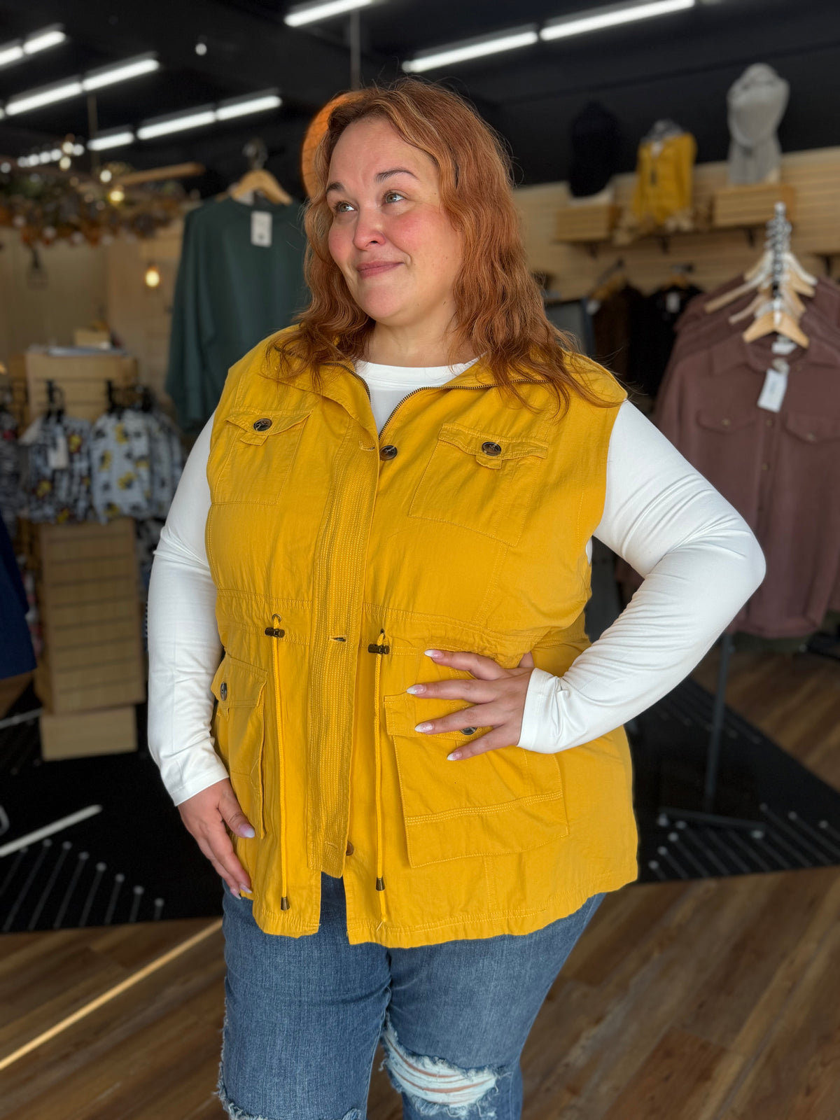 Sweet Stitches Cargo Vest Mustard