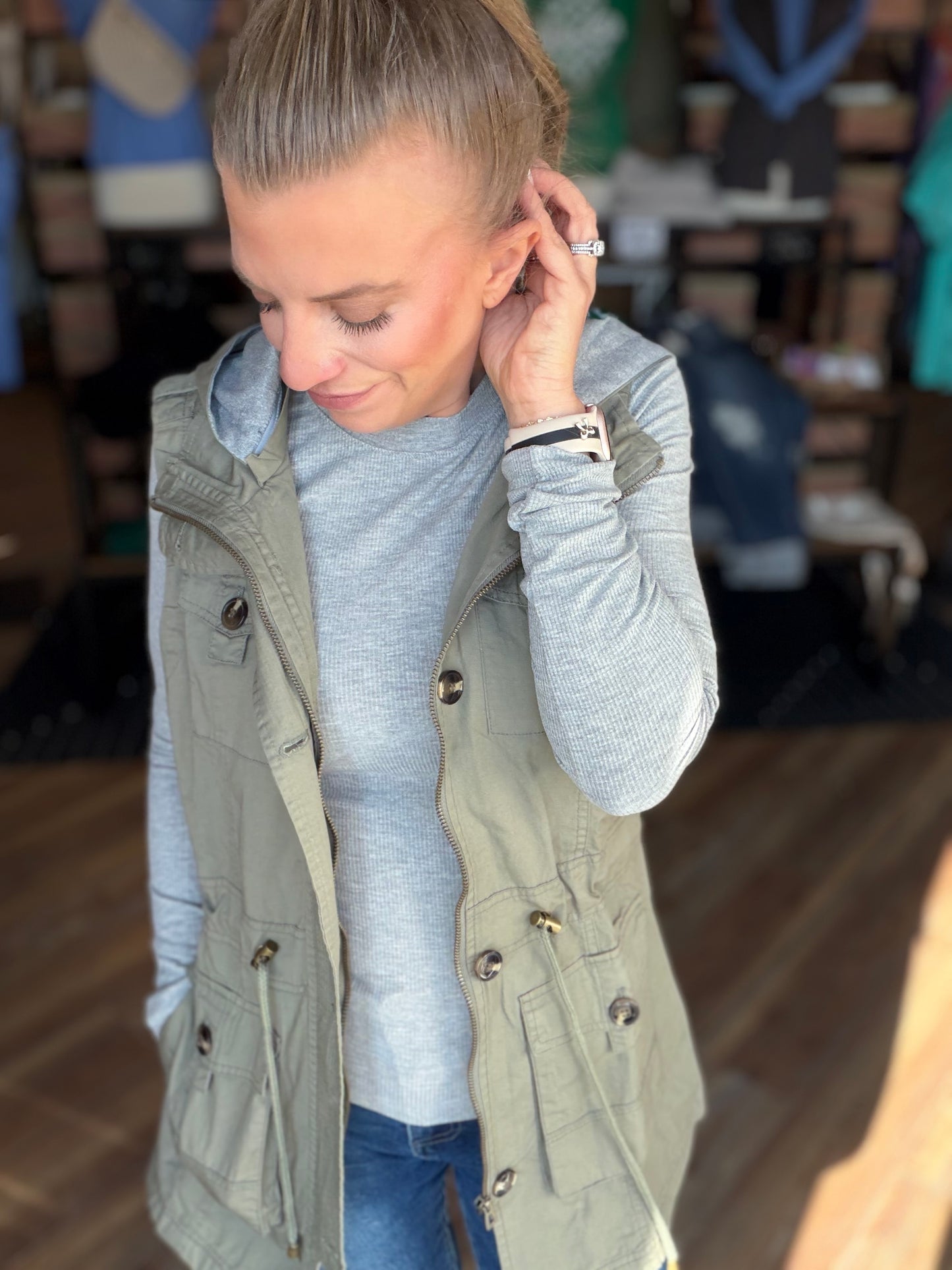 Sweet Stitches Cargo Vest Olive