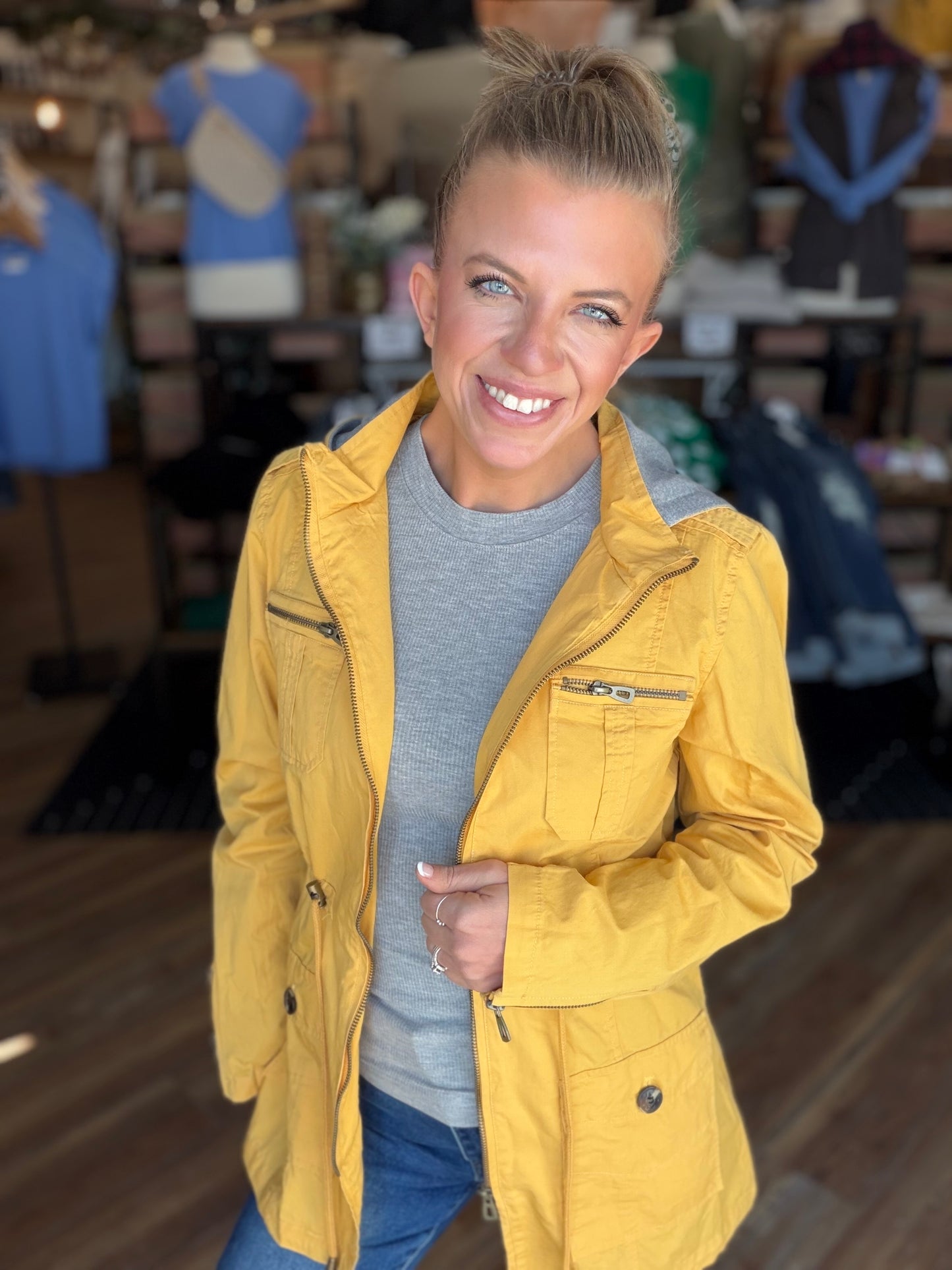 Sweet Stitches Cargo Jacket Mustard