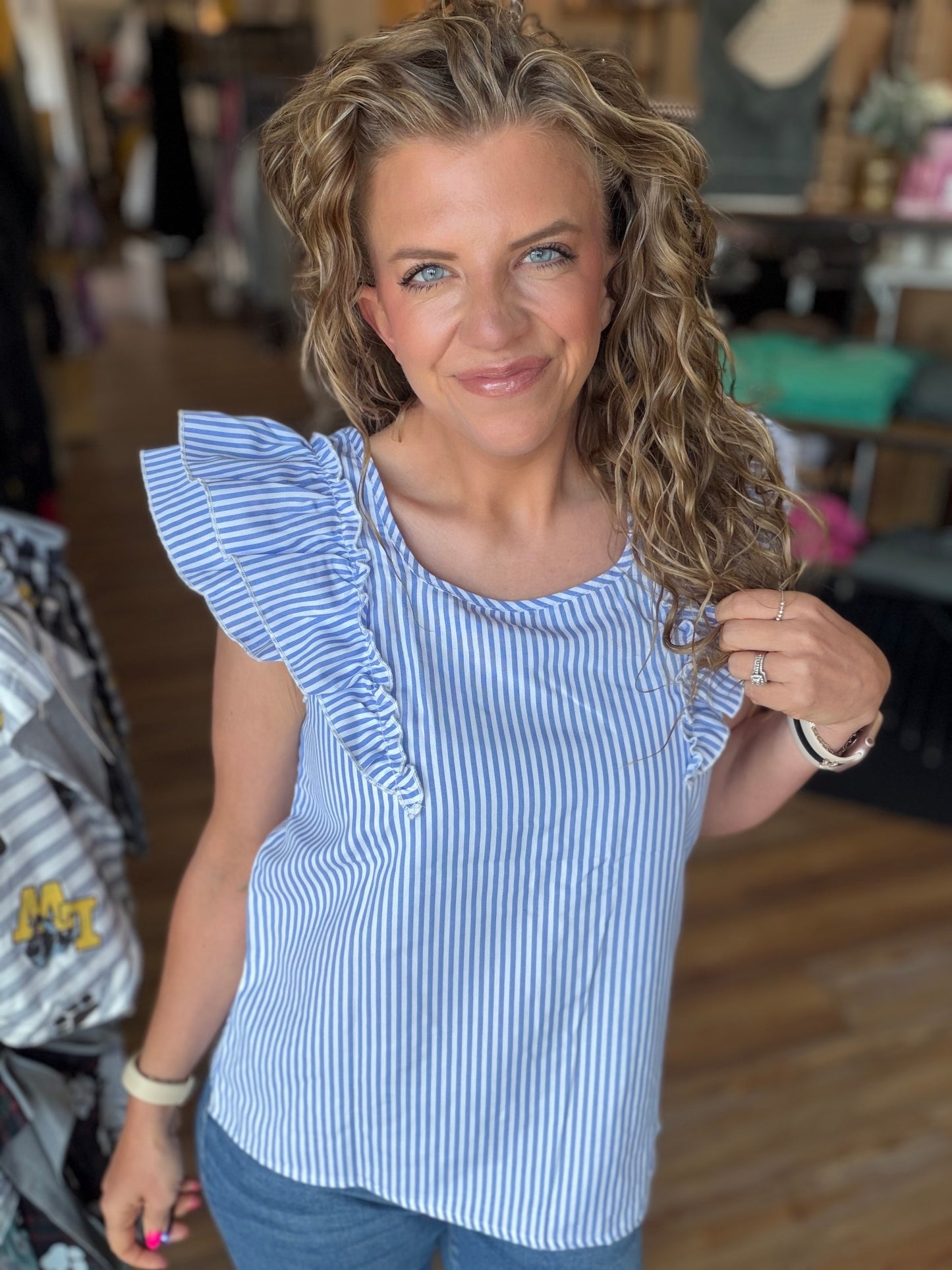 Frilly Bow Back Ruffled Blouse
