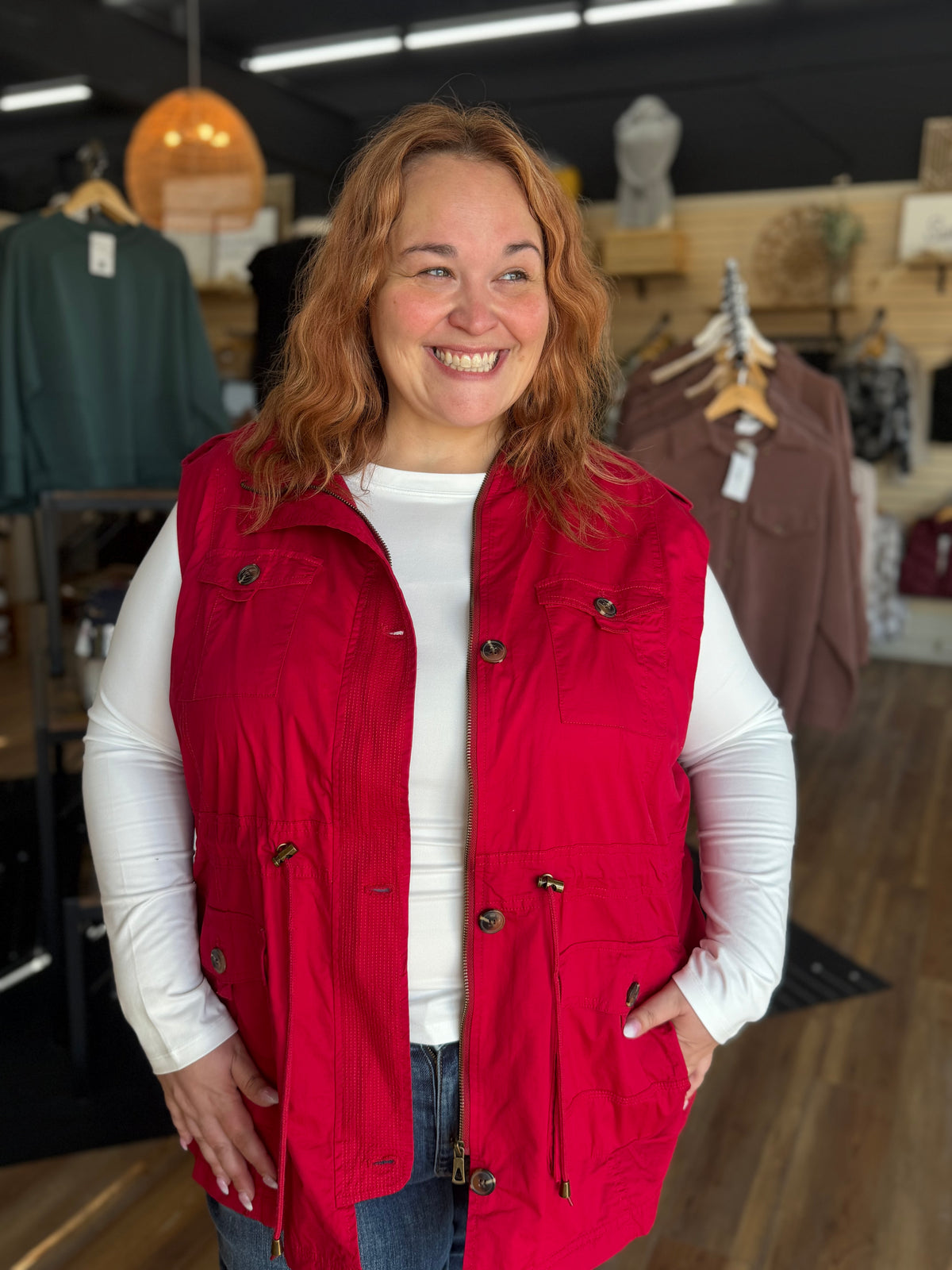 Sweet Stitches Cargo Vest Cranberry