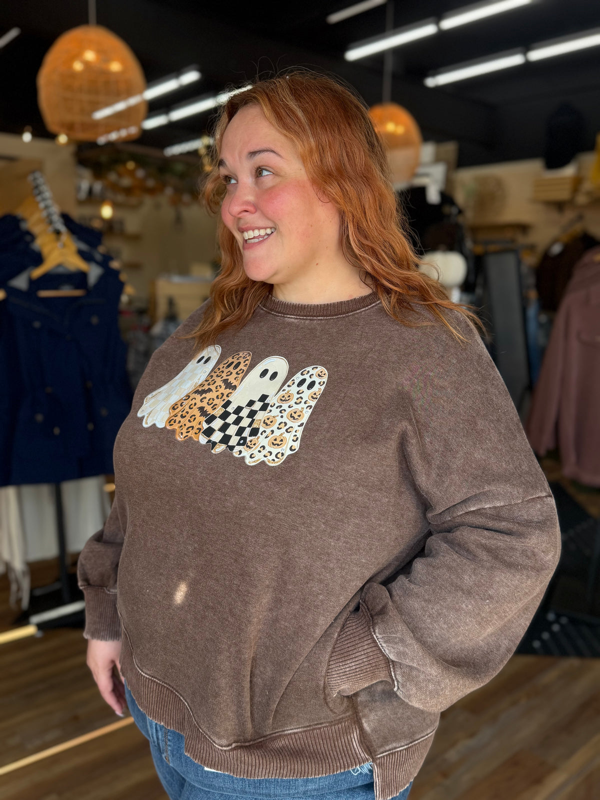 Leopard Ghost Crew Sweatshirt
