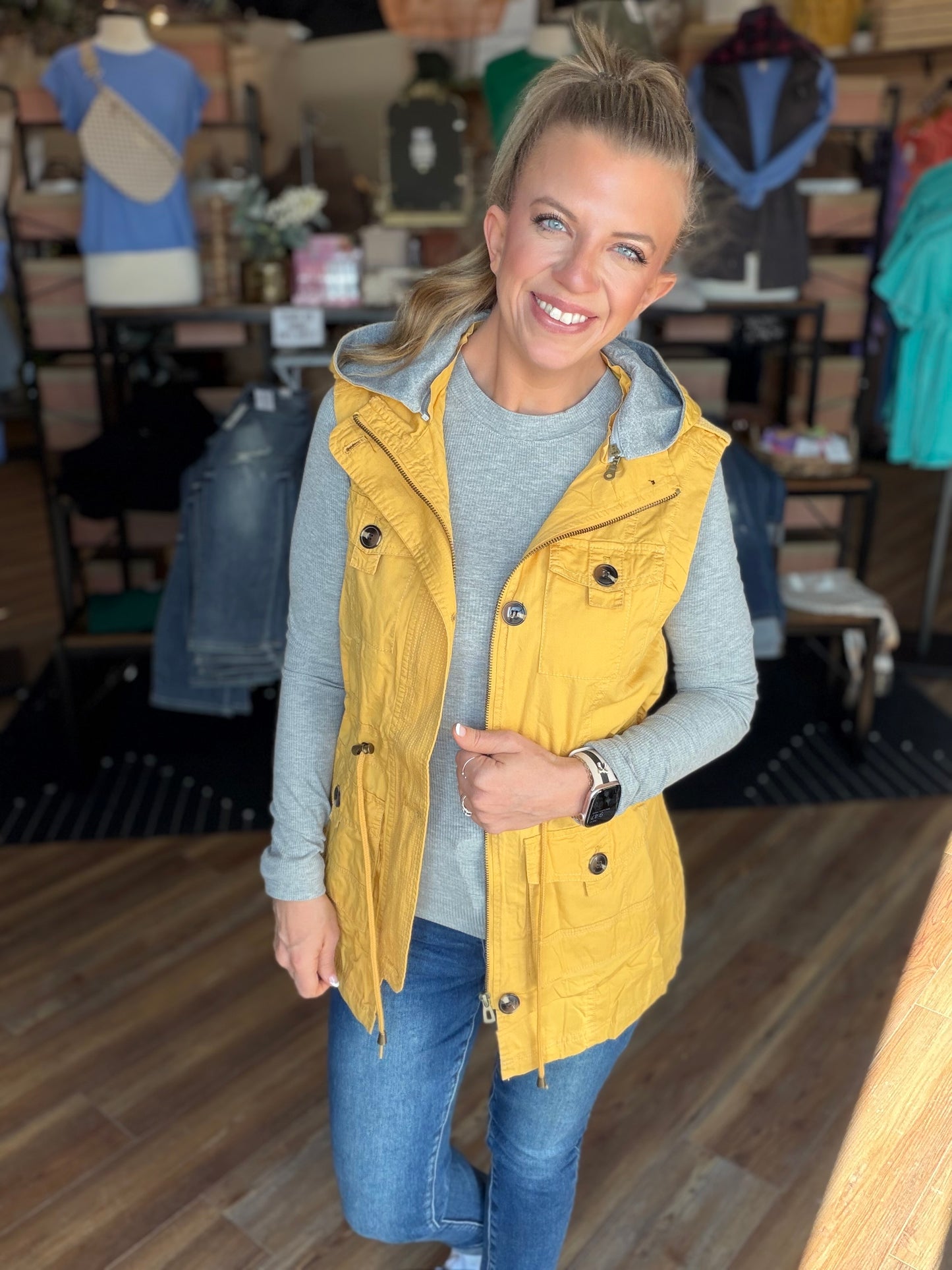 Sweet Stitches Cargo Vest Mustard