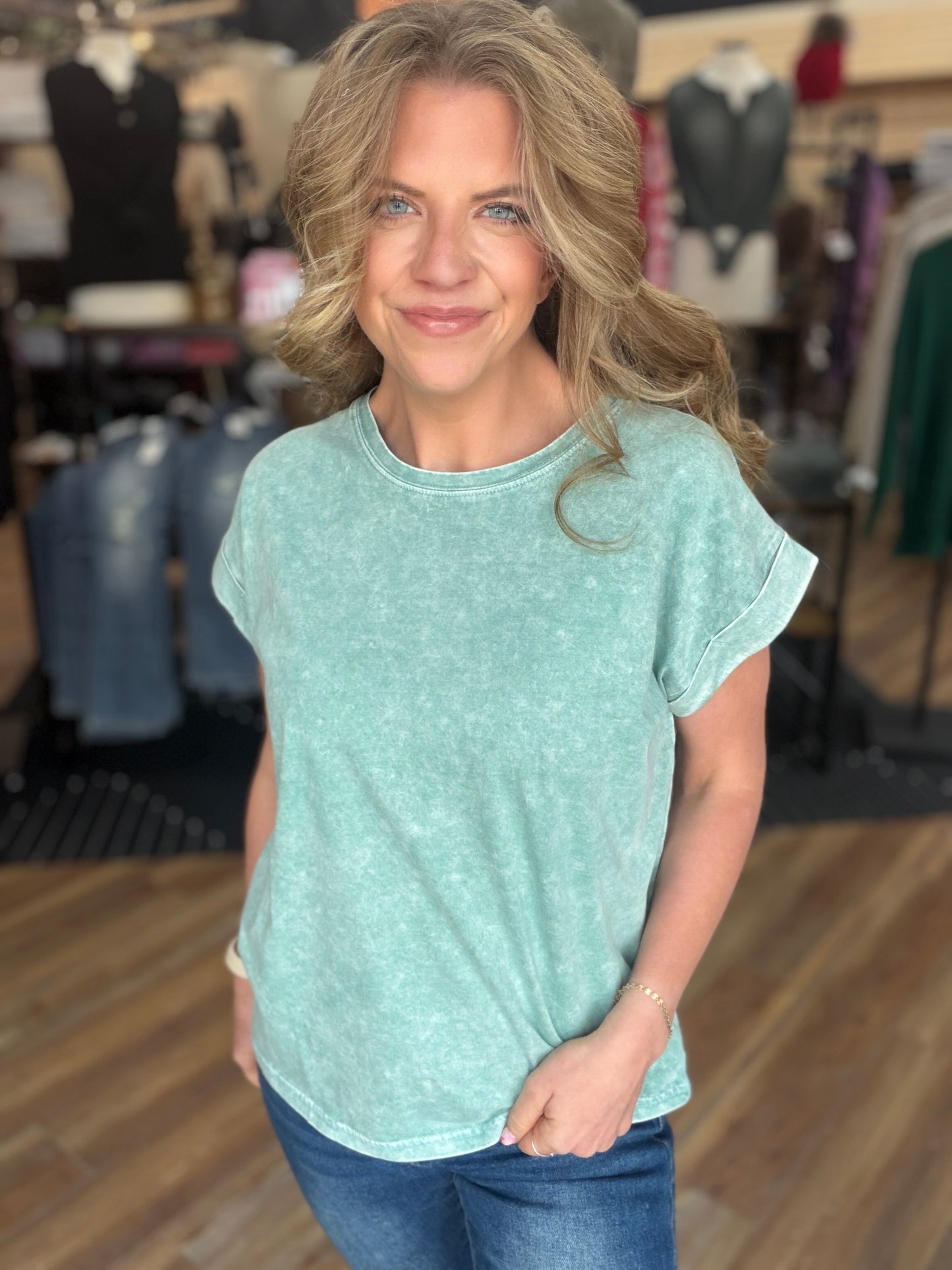 Exquisite Acid Wash Cuffed Tee