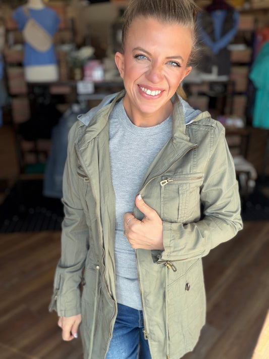 Sweet Stitches Cargo Jacket Olive