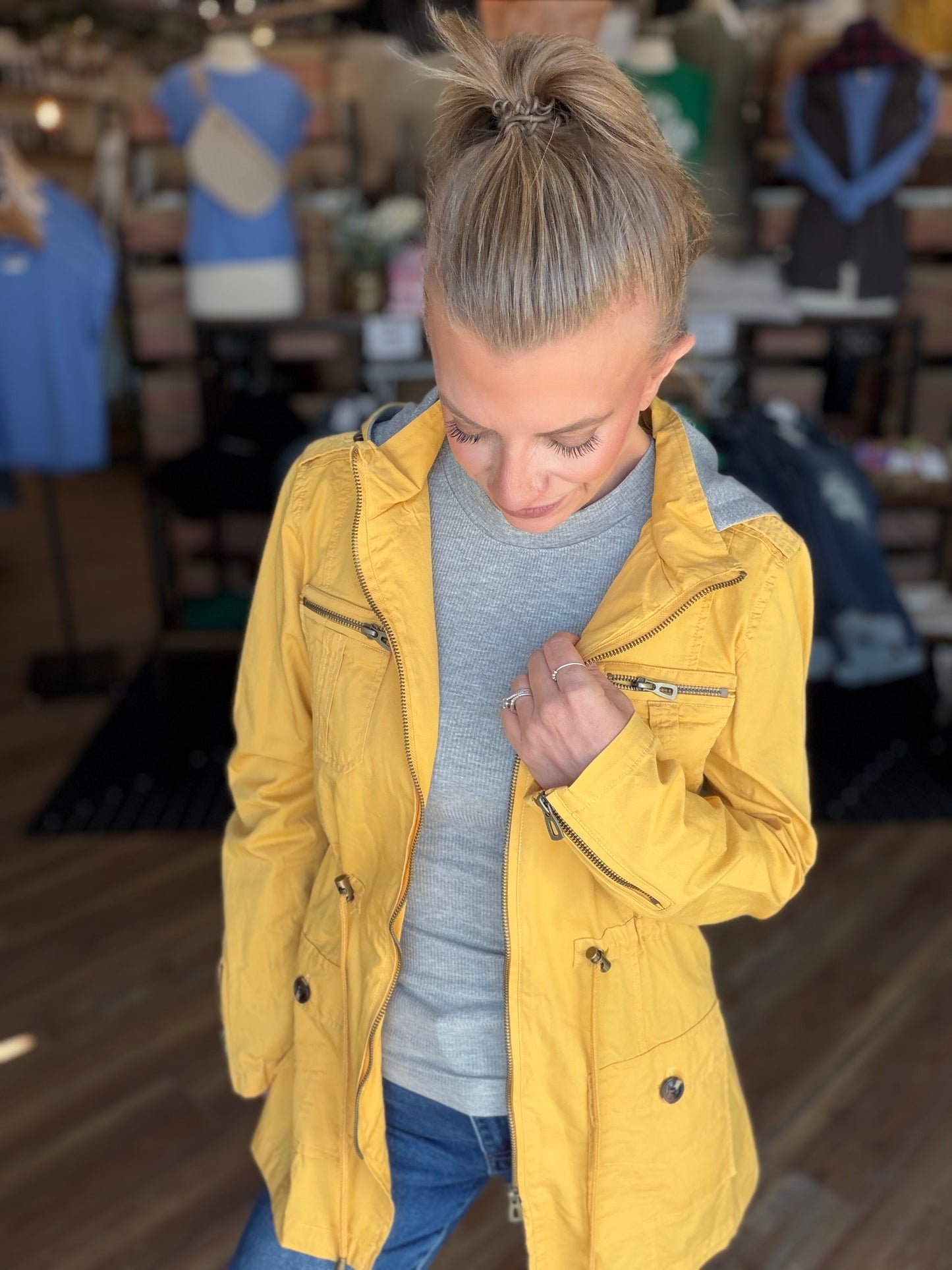 Sweet Stitches Cargo Jacket Mustard