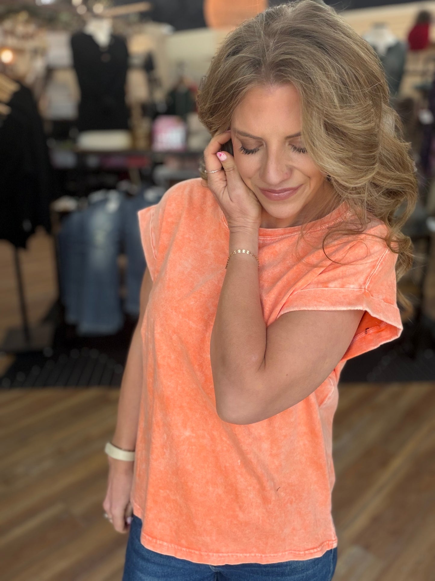 Exquisite Acid Wash Cuffed Tee