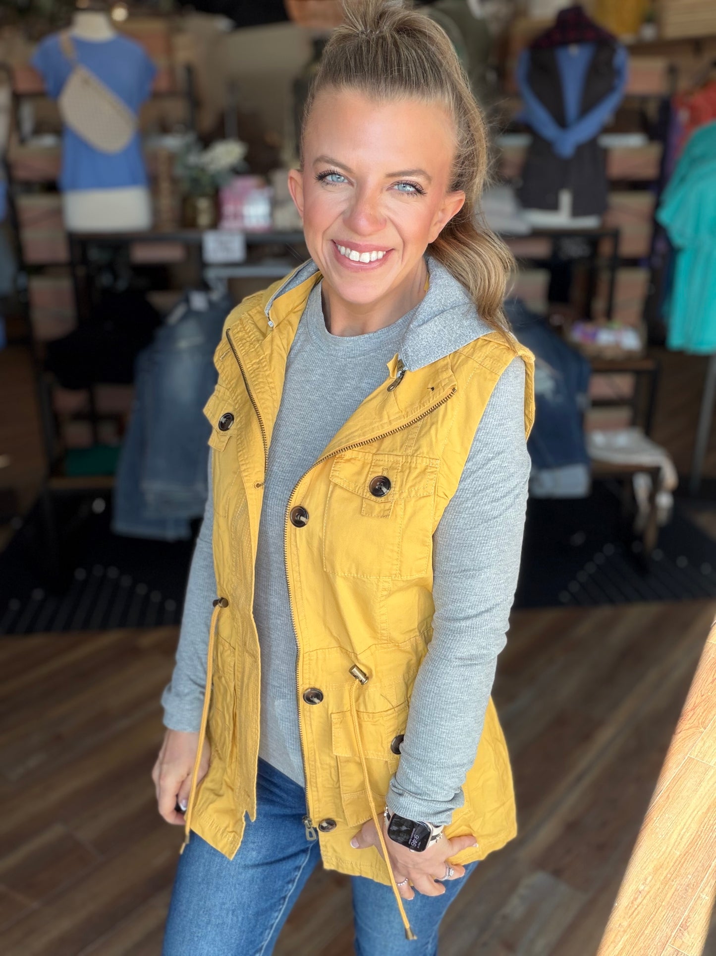 Sweet Stitches Cargo Vest Mustard