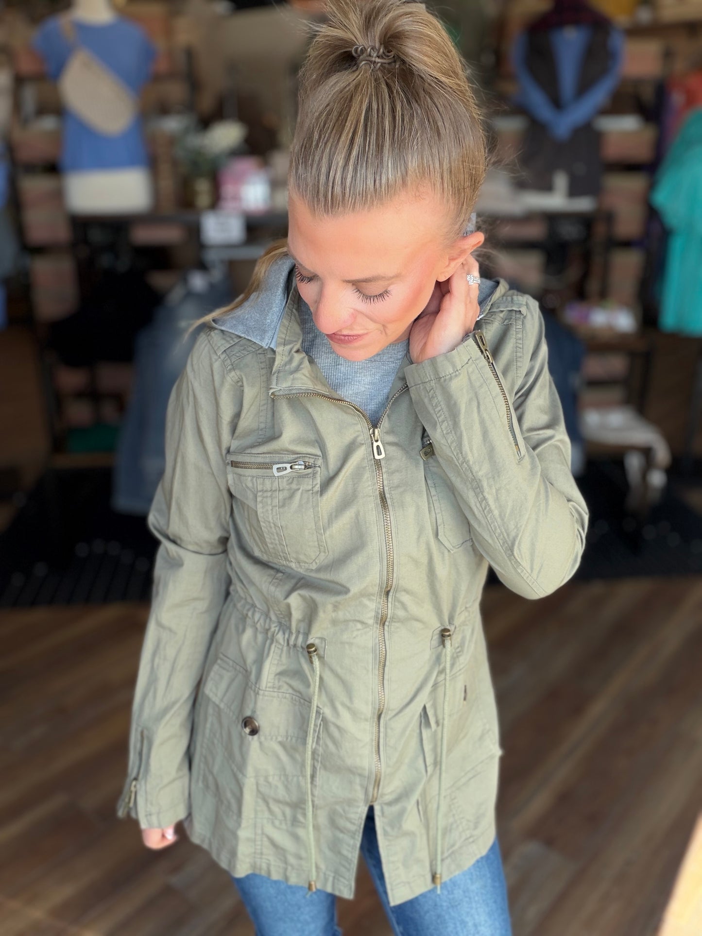 Sweet Stitches Cargo Jacket Olive
