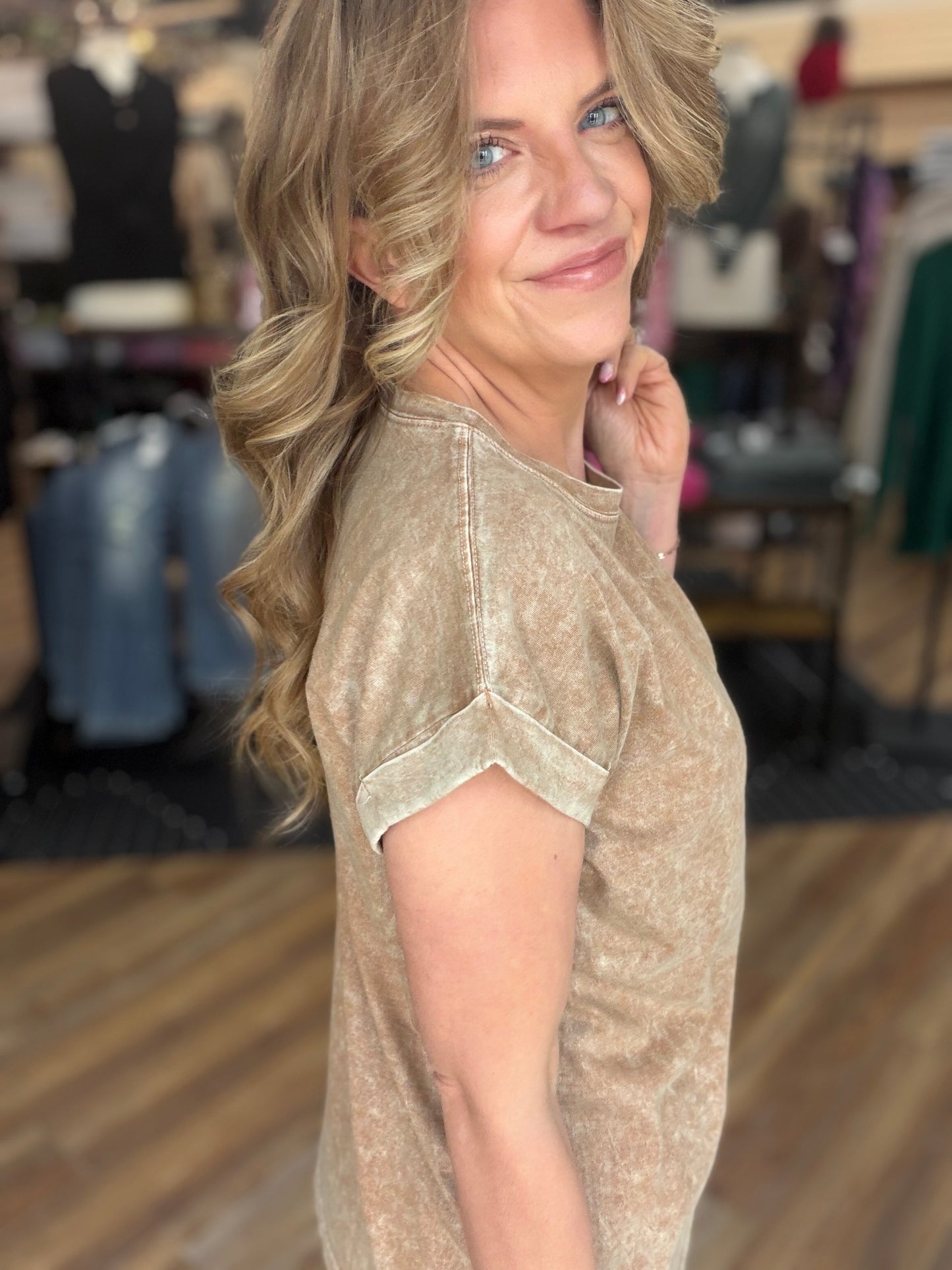 Exquisite Acid Wash Cuffed Tee