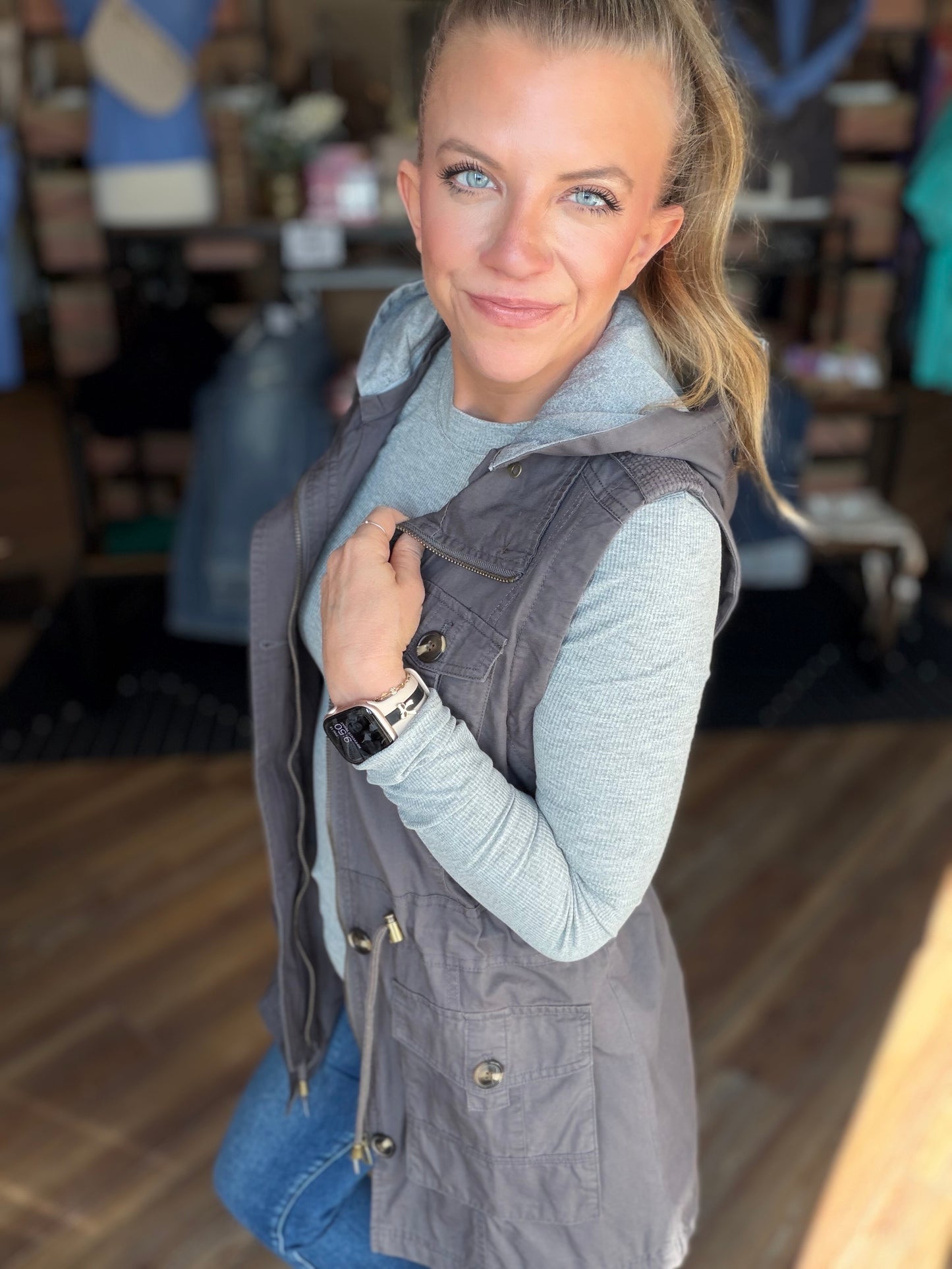Sweet Stitches Cargo Vest Sterling Gray