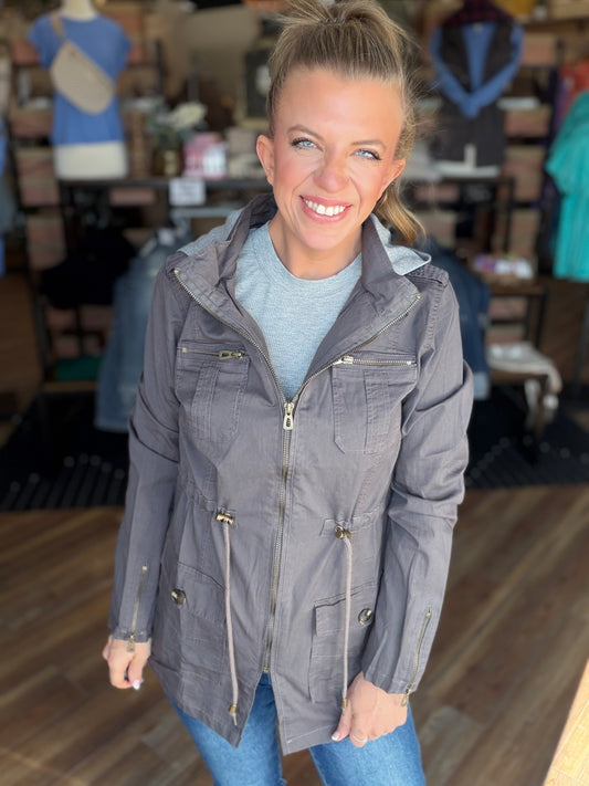 Sweet Stitches Cargo Jacket Sterling Gray