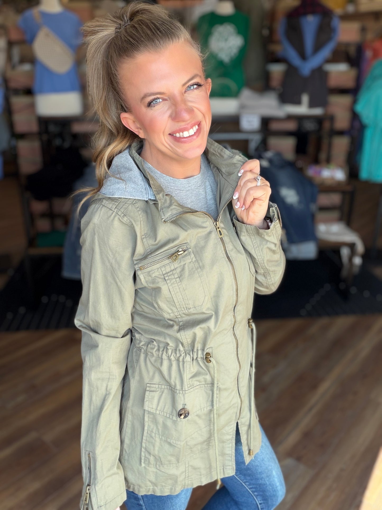 Sweet Stitches Cargo Jacket Olive