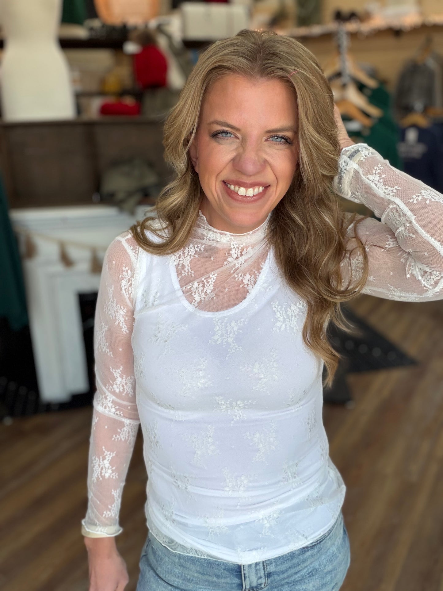 Sheer Lace Long Sleeve