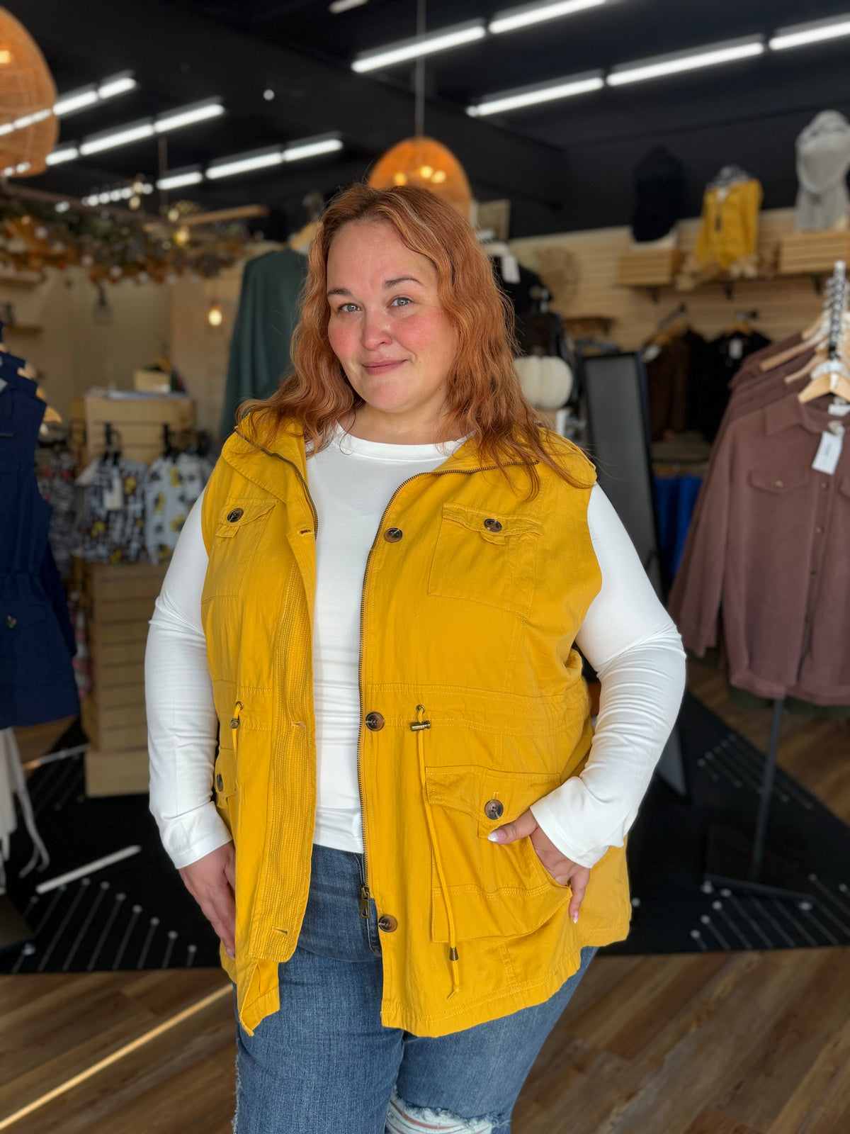 Sweet Stitches Cargo Vest Mustard