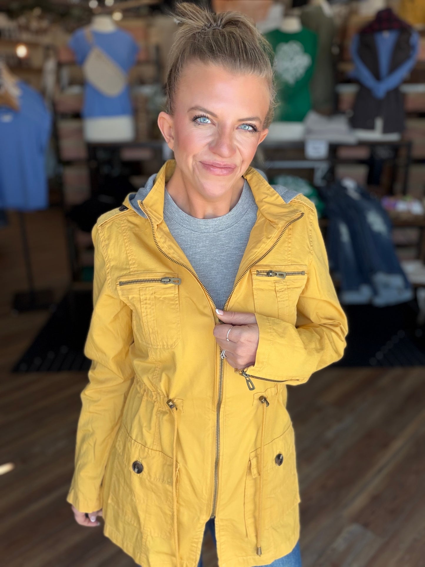 Sweet Stitches Cargo Jacket Mustard