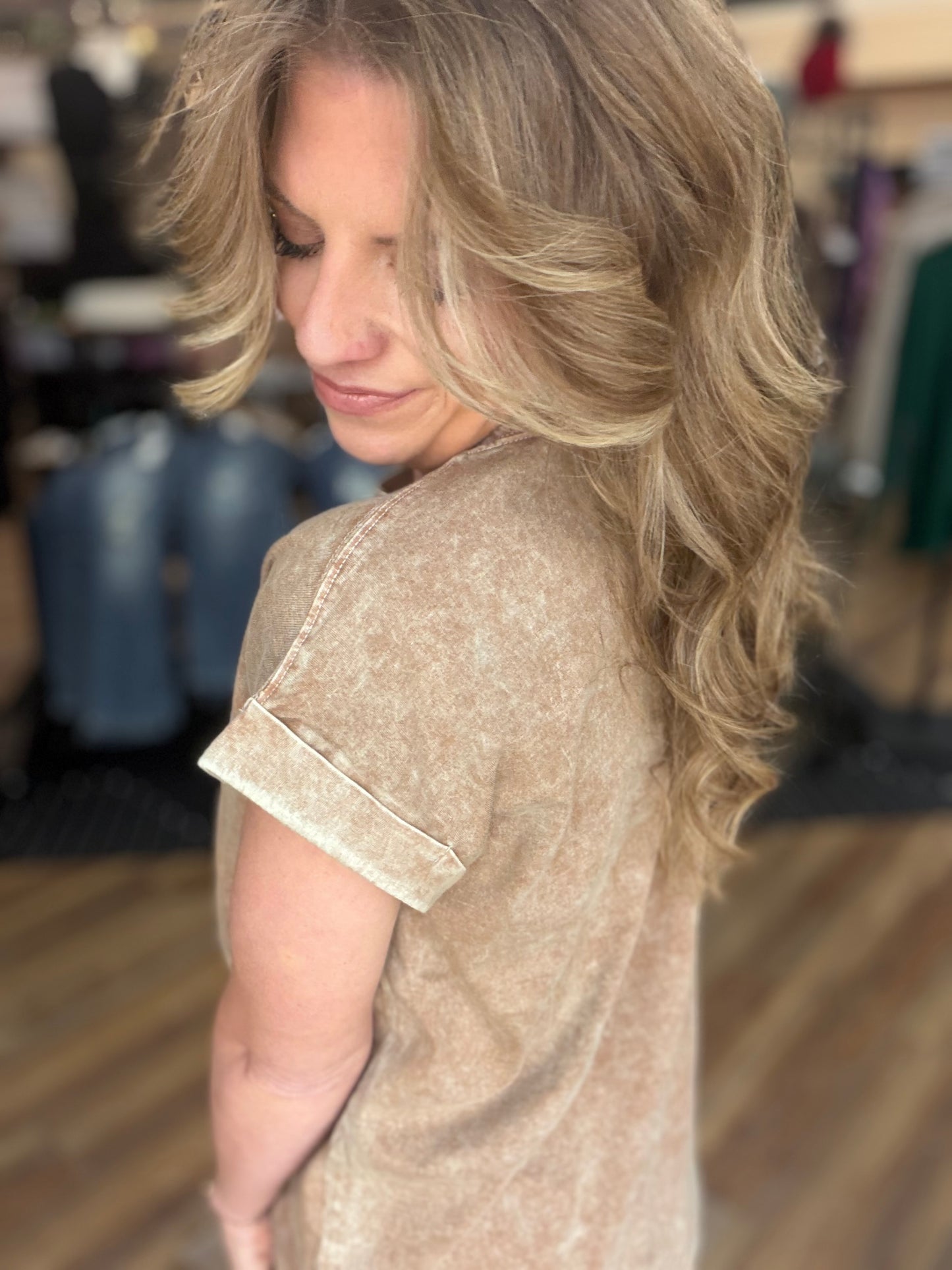 Exquisite Acid Wash Cuffed Tee