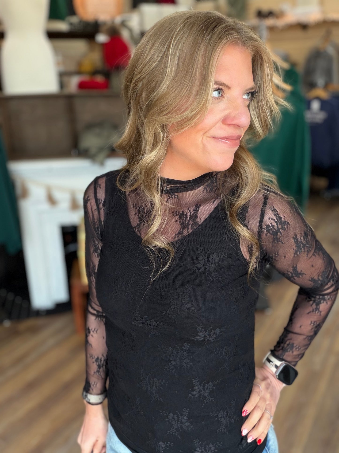 Sheer Lace Long Sleeve