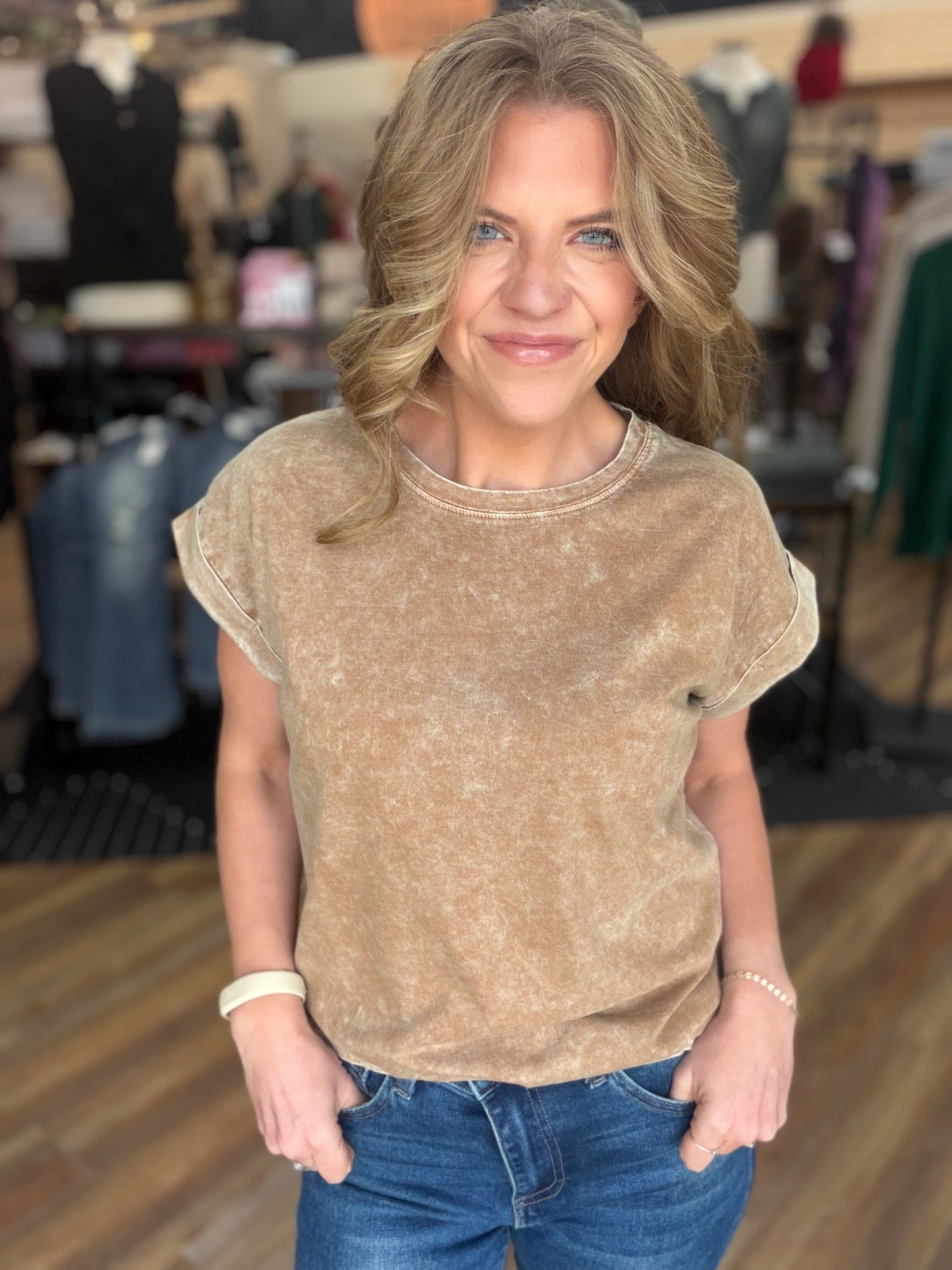 Exquisite Acid Wash Cuffed Tee