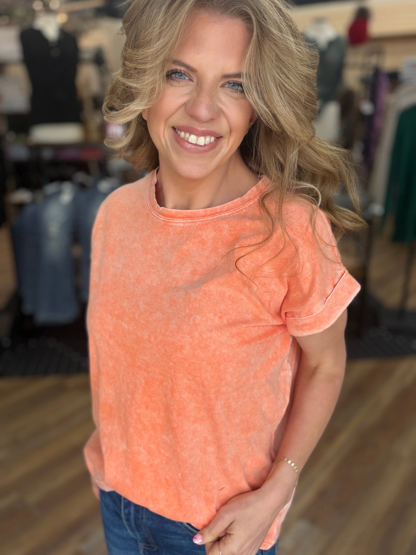 Exquisite Acid Wash Cuffed Tee