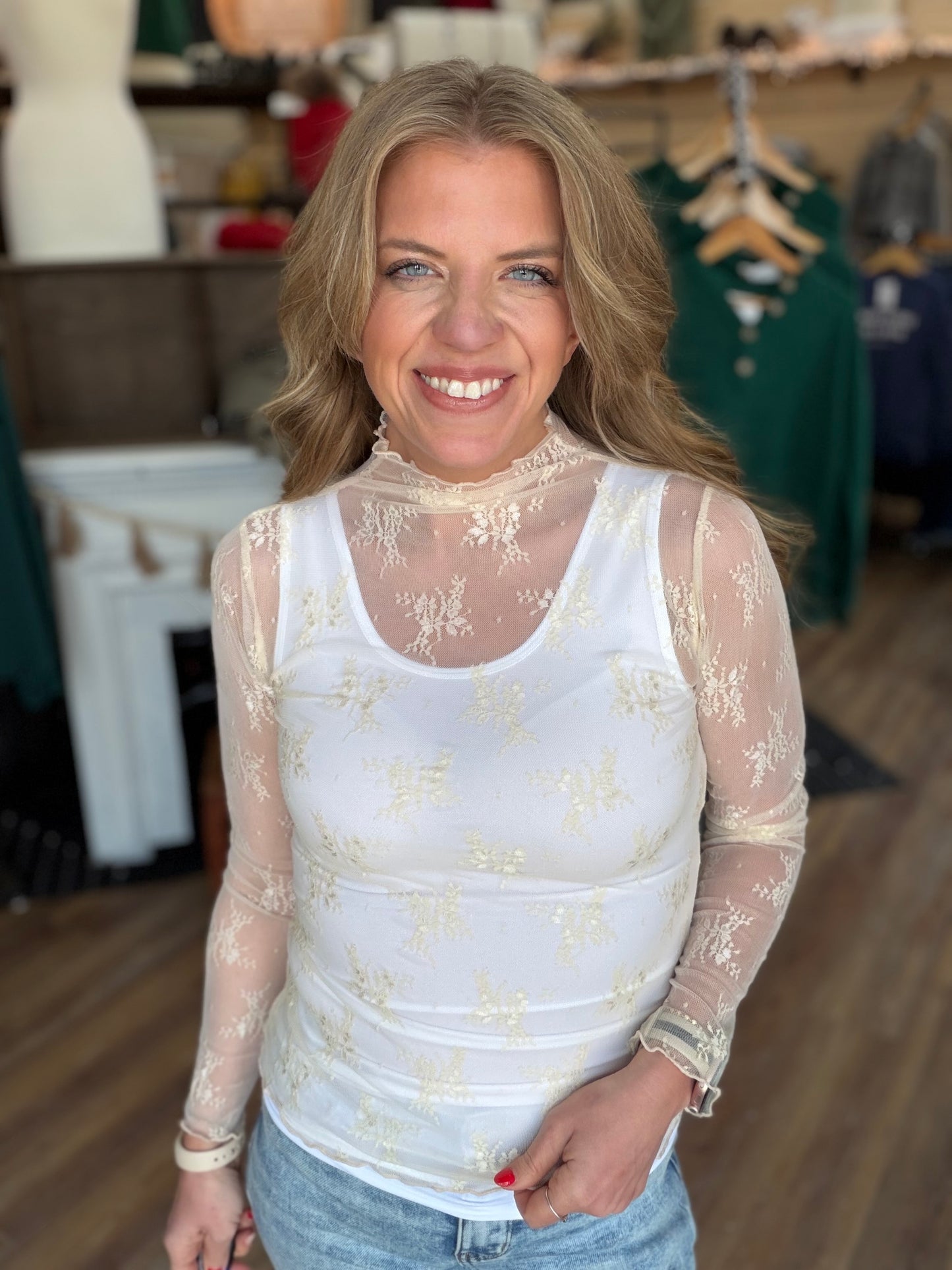 Sheer Lace Long Sleeve