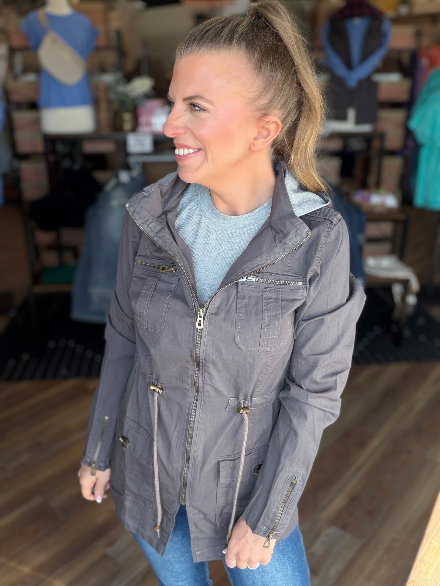 Sweet Stitches Cargo Jacket Sterling Gray