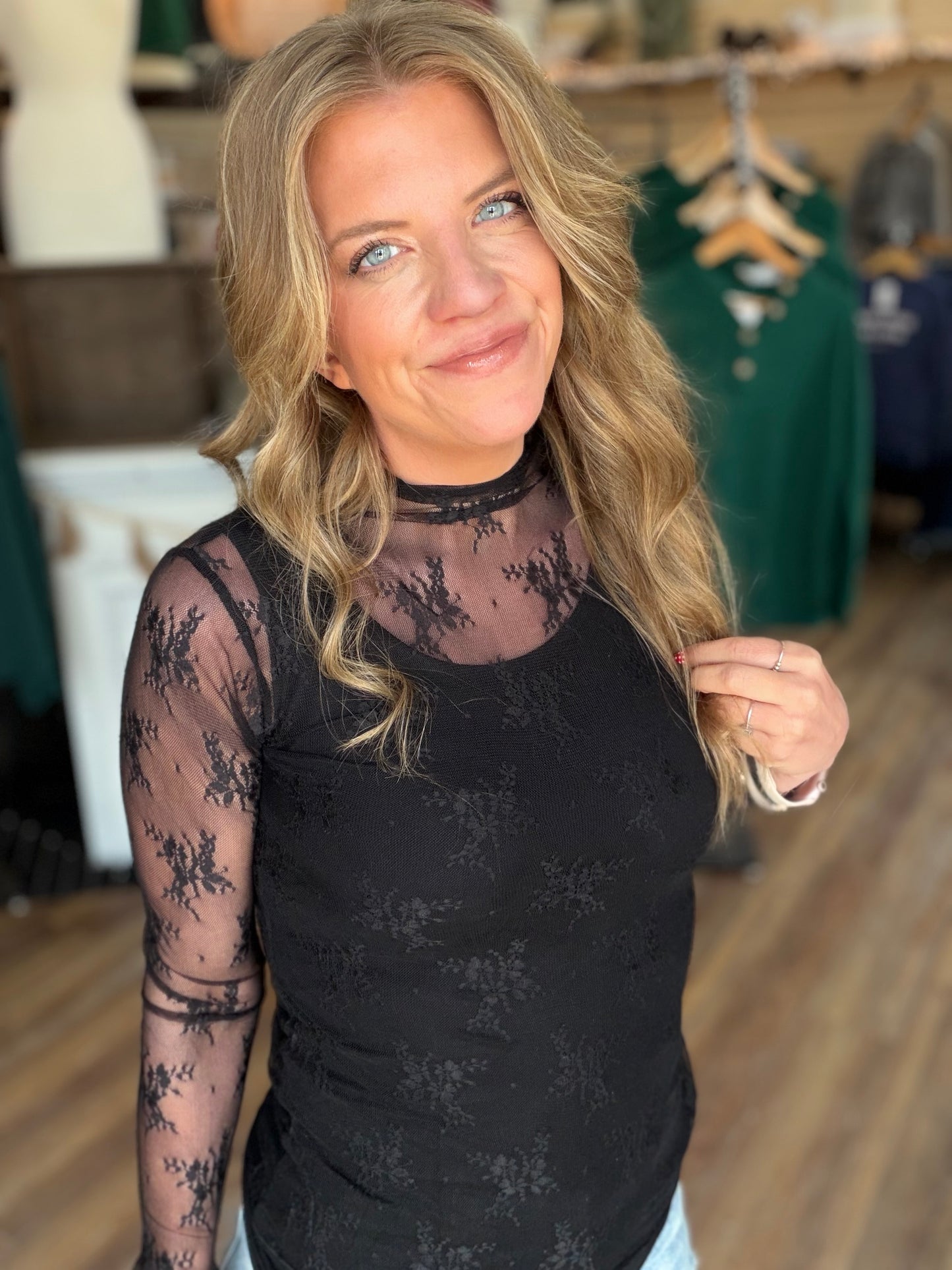 Sheer Lace Long Sleeve