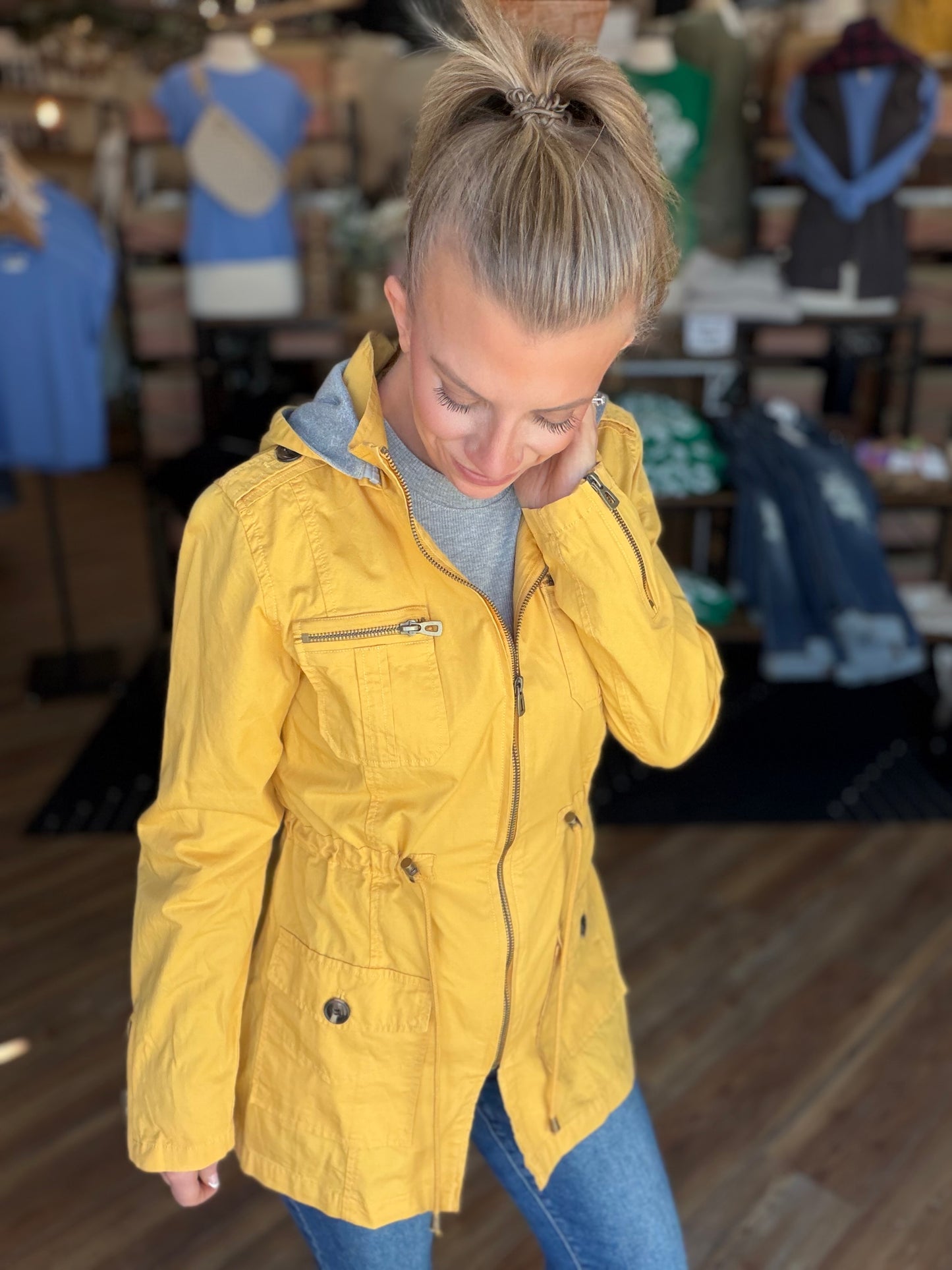 Sweet Stitches Cargo Jacket Mustard