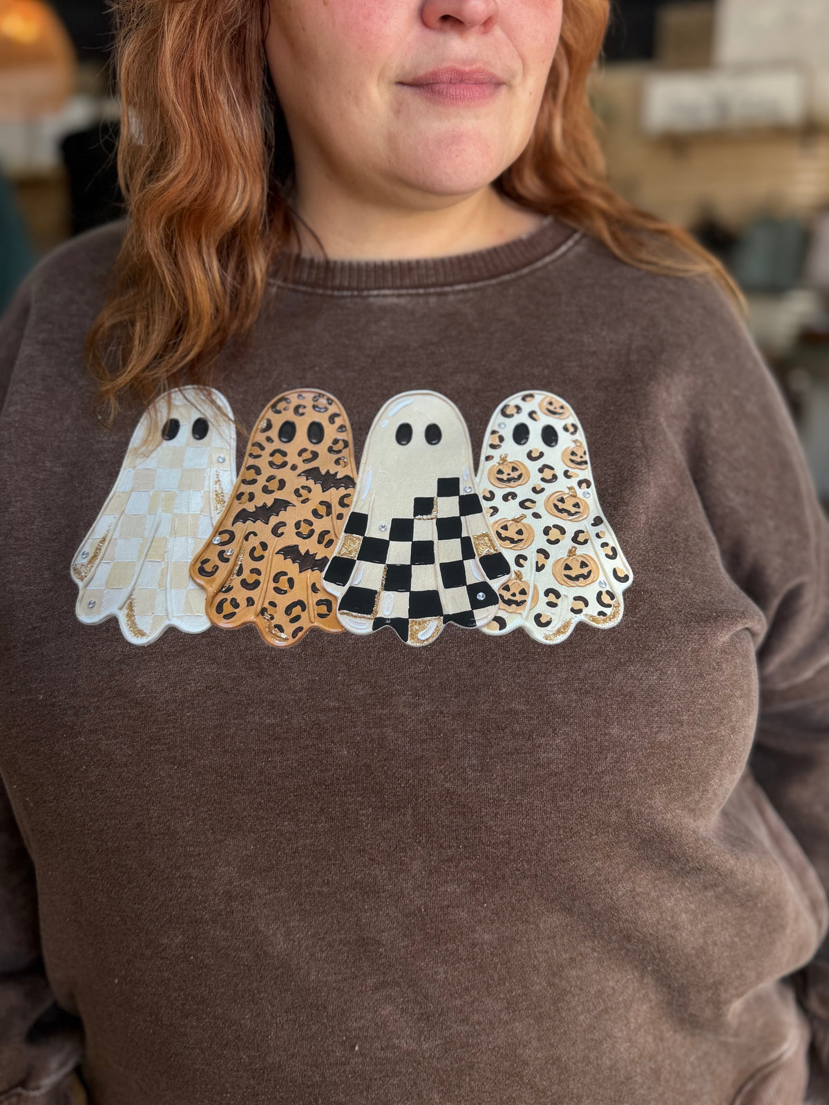 Leopard Ghost Crew Sweatshirt