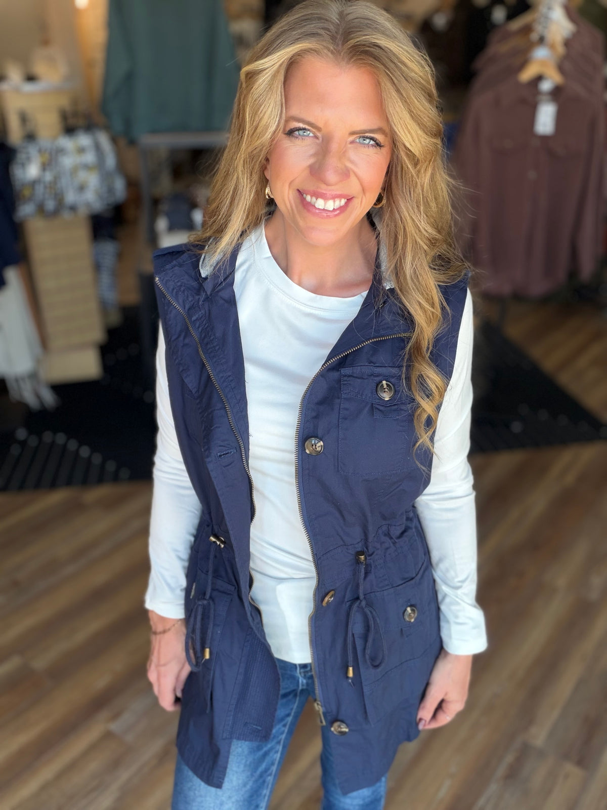 Sweet Stitches Cargo Vest Navy