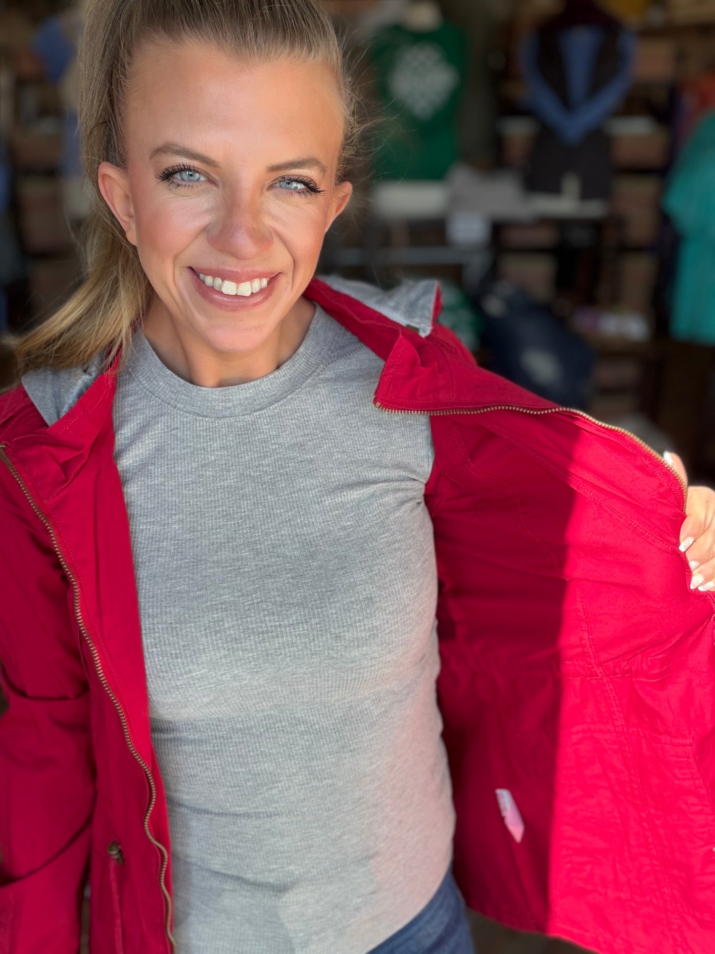 Sweet Stitches Cargo Jacket Cranberry