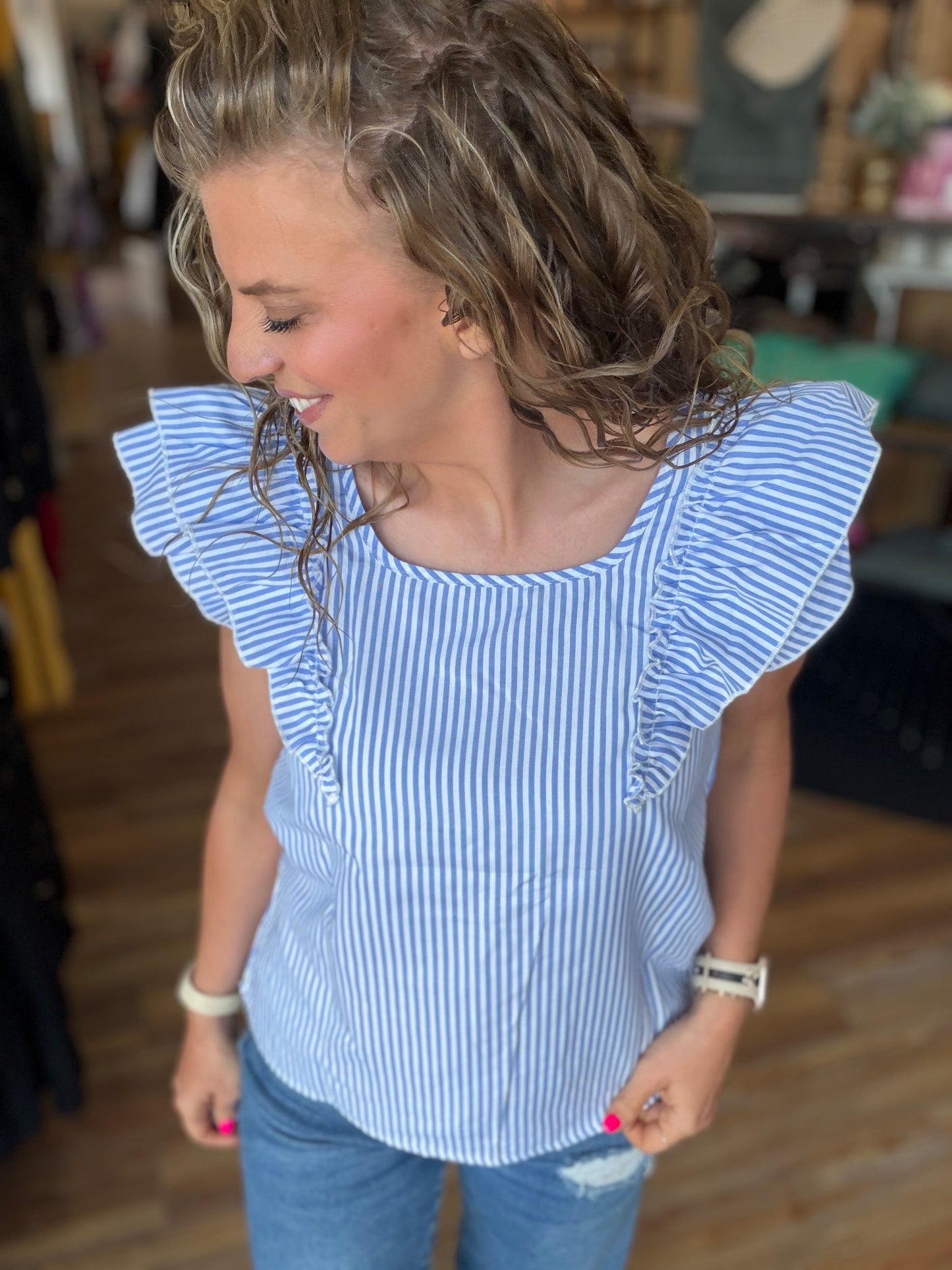 Frilly Bow Back Ruffled Blouse