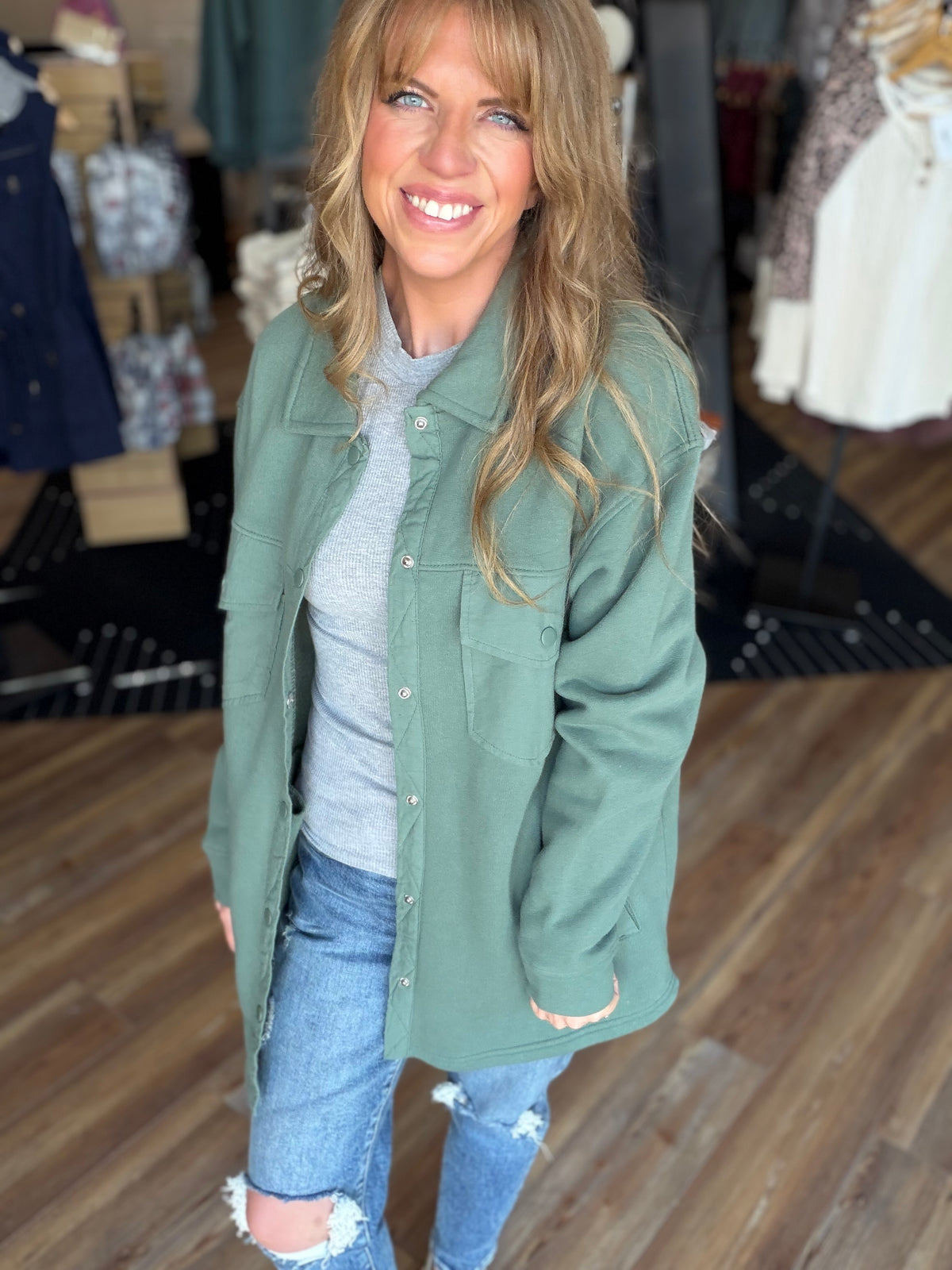 Supportive Sweatshirt Shacket