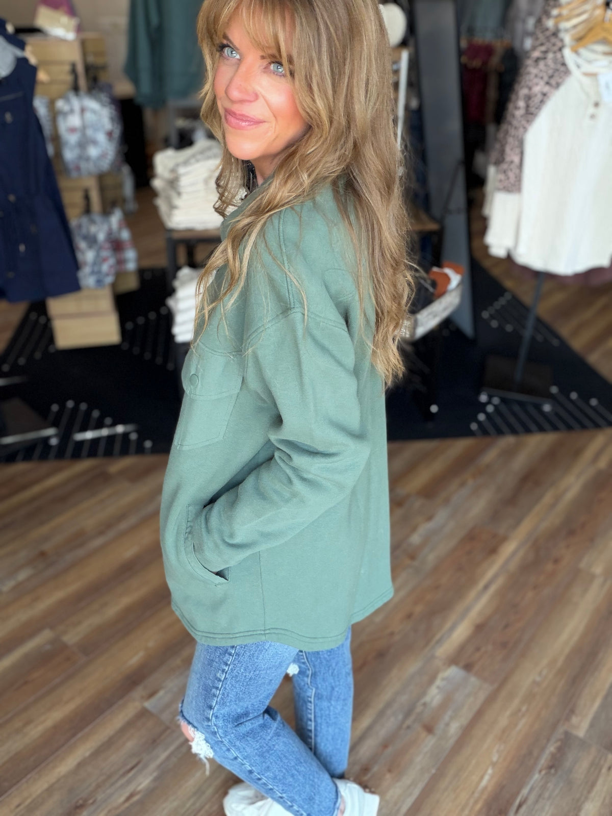 Supportive Sweatshirt Shacket
